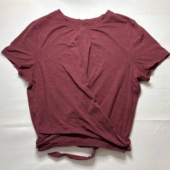 Lululemon Time To Restore Short Sleeve | Heathered Dark Sport Red | Size 6 - Picture 6 of 9